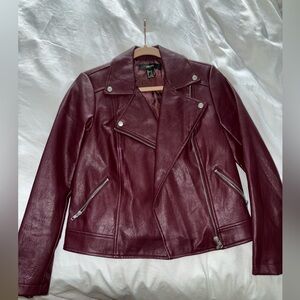 Forever 21 Faux Leather Jacket - Maroon